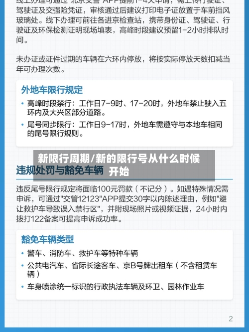 新限行周期/新的限行号从什么时候开始