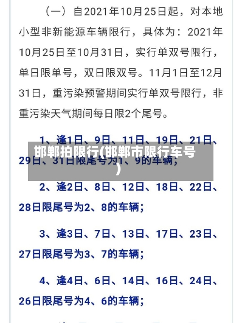 邯郸拍限行(邯郸市限行车号)-第2张图片