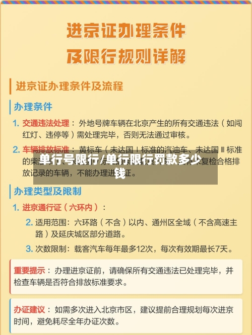 单行号限行/单行限行罚款多少钱-第3张图片