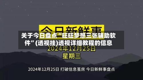 关于今日盘点“旺旺梦想三张辅助软件	”(透视挂)透视详细教程的信息-第2张图片