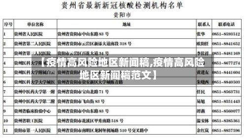 【疫情高风险地区新闻稿,疫情高风险地区新闻稿范文】