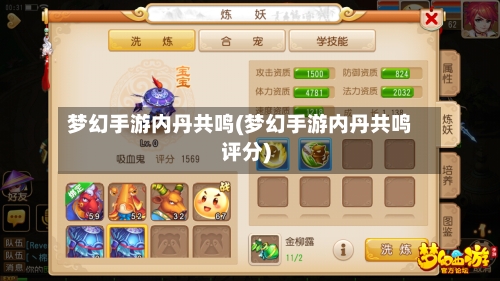 梦幻手游内丹共鸣(梦幻手游内丹共鸣评分)