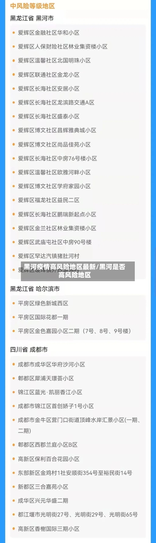 黑河疫情高风险地区最新/黑河是否高风险地区-第2张图片
