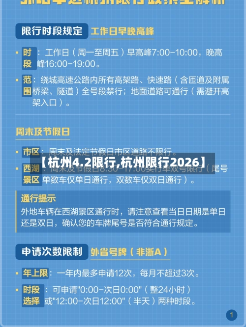 【杭州4.2限行,杭州限行2026】