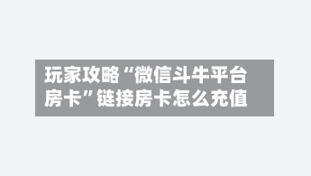 玩家攻略“微信斗牛平台房卡”链接房卡怎么充值-第3张图片