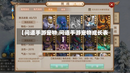 【问道手游宠物,问道手游宠物成长表】