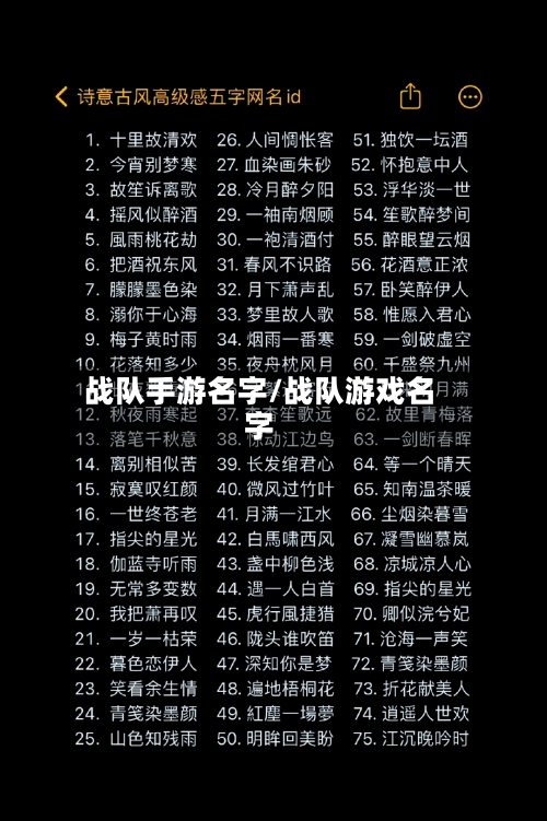 战队手游名字/战队游戏名字-第2张图片