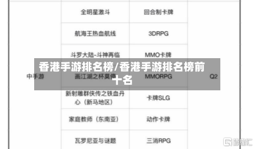 香港手游排名榜/香港手游排名榜前十名