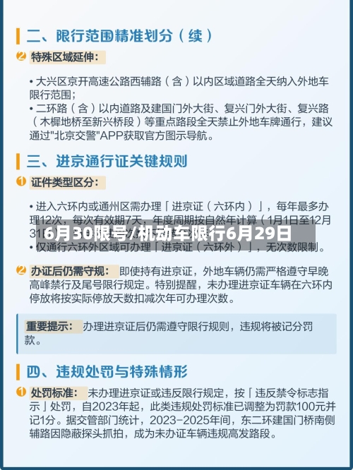 6月30限号/机动车限行6月29日