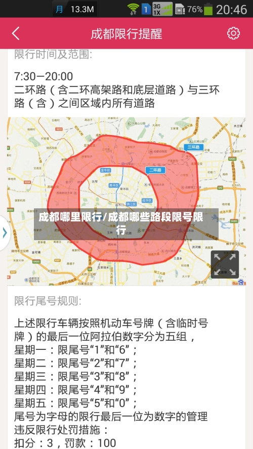成都哪里限行/成都哪些路段限号限行