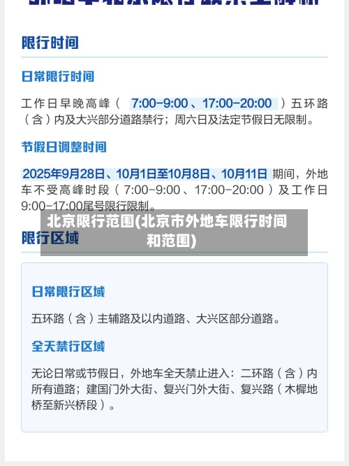 北京限行范围(北京市外地车限行时间和范围)-第2张图片