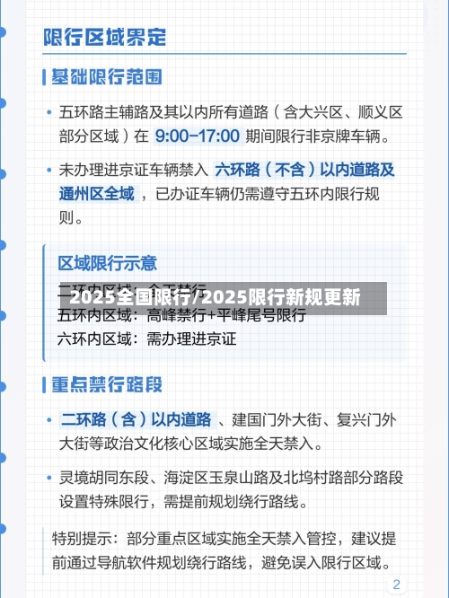 2025全国限行/2025限行新规更新
