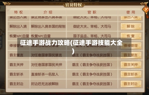 征途手游战力攻略(征途手游技能大全)-第2张图片