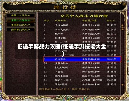 征途手游战力攻略(征途手游技能大全)-第3张图片