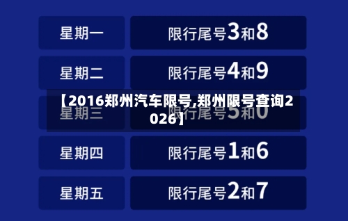 【2016郑州汽车限号,郑州限号查询2026】-第2张图片